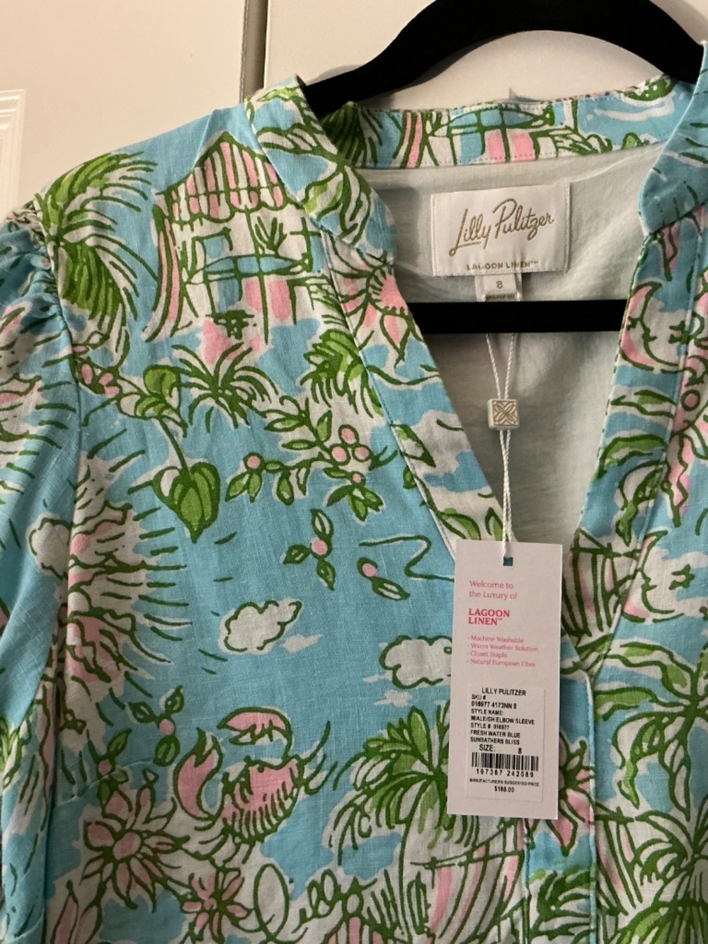Lilly Pulitzer NWT Mialeigh Linen Elbow Sleeve Dress Size 8 - Picture 3 of 6